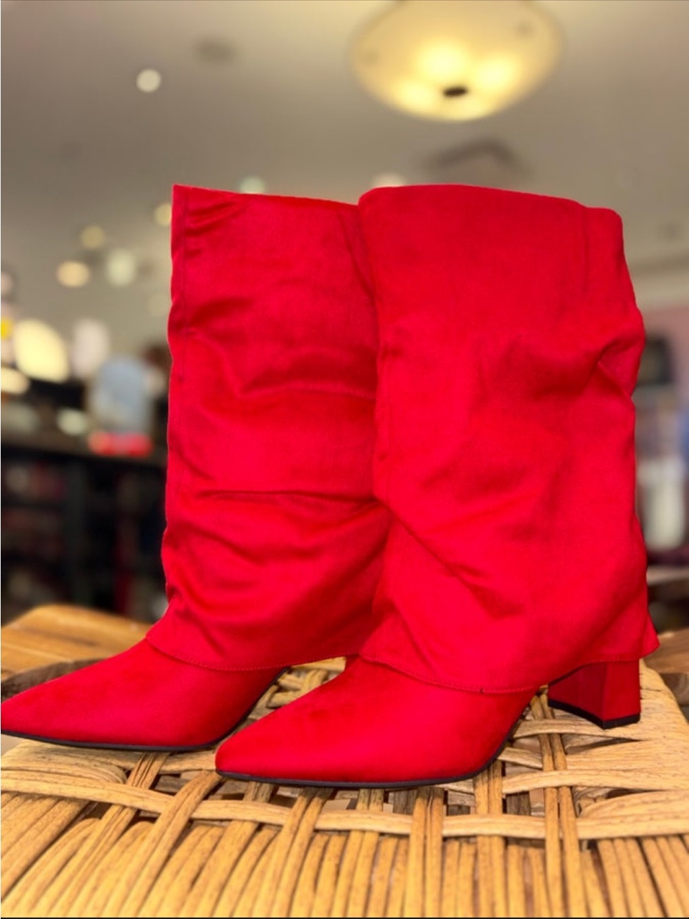 Red Slouchy Mid-Calf Women's Boots